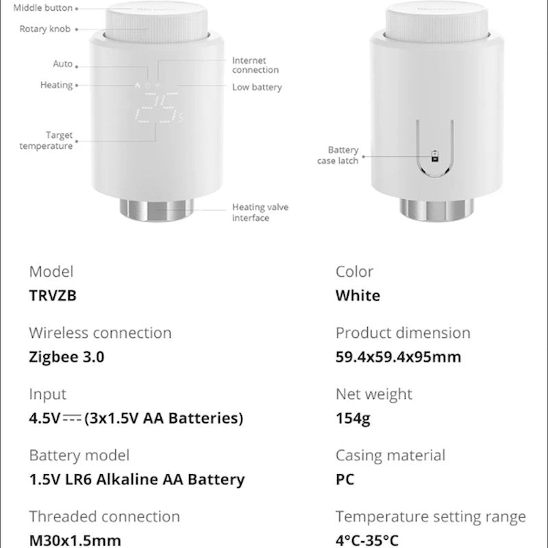 SONOFF - Capçal termostàtic connectat Zigbee 3.0 