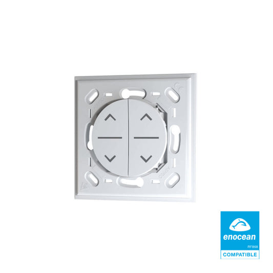 TRIO2SYS - Interruptor de pared doble EnOcean para persiana enrollable compatible con ODACE